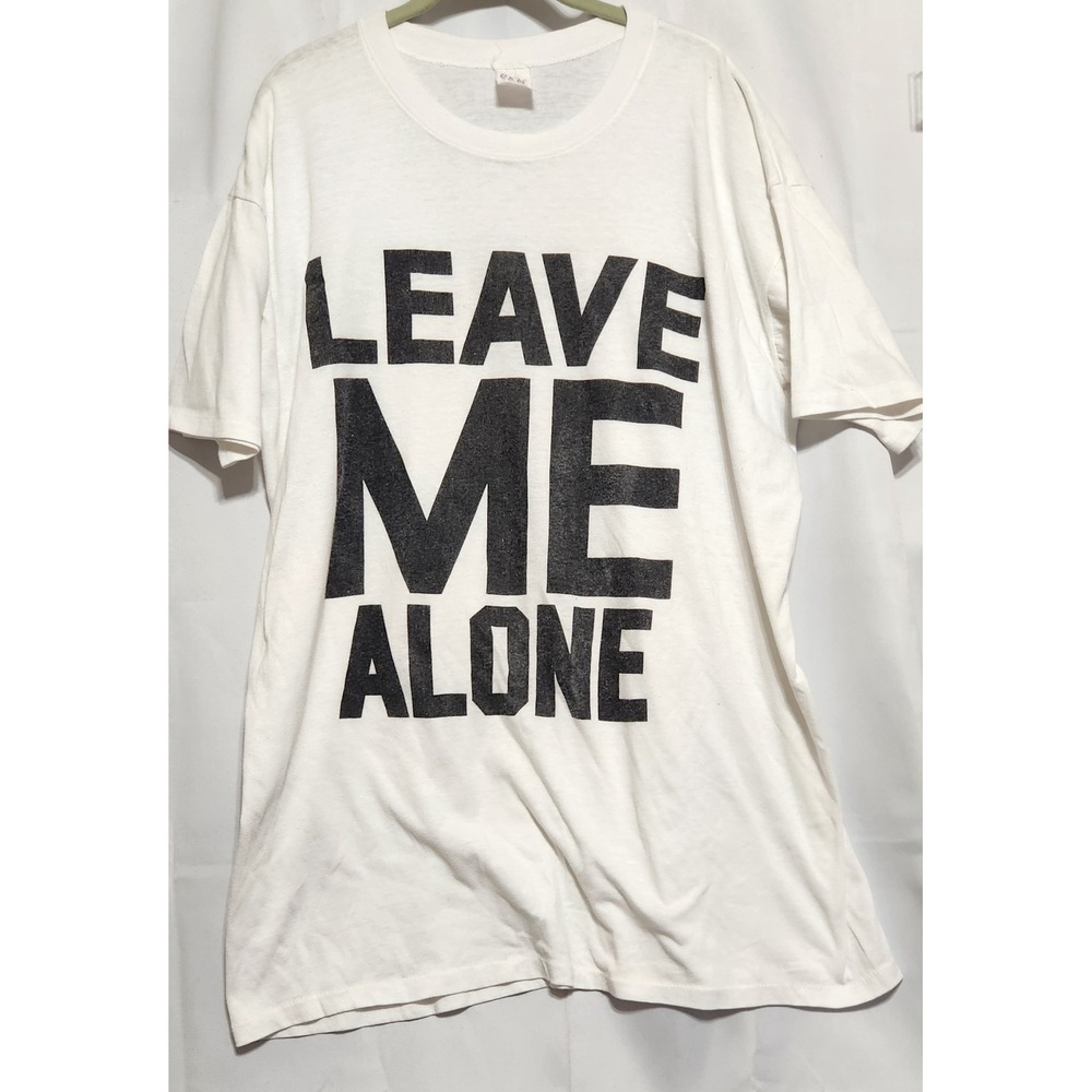 Vintage Leave Me Alone Graphic T-Shirt White Oversized One Size Made in USA